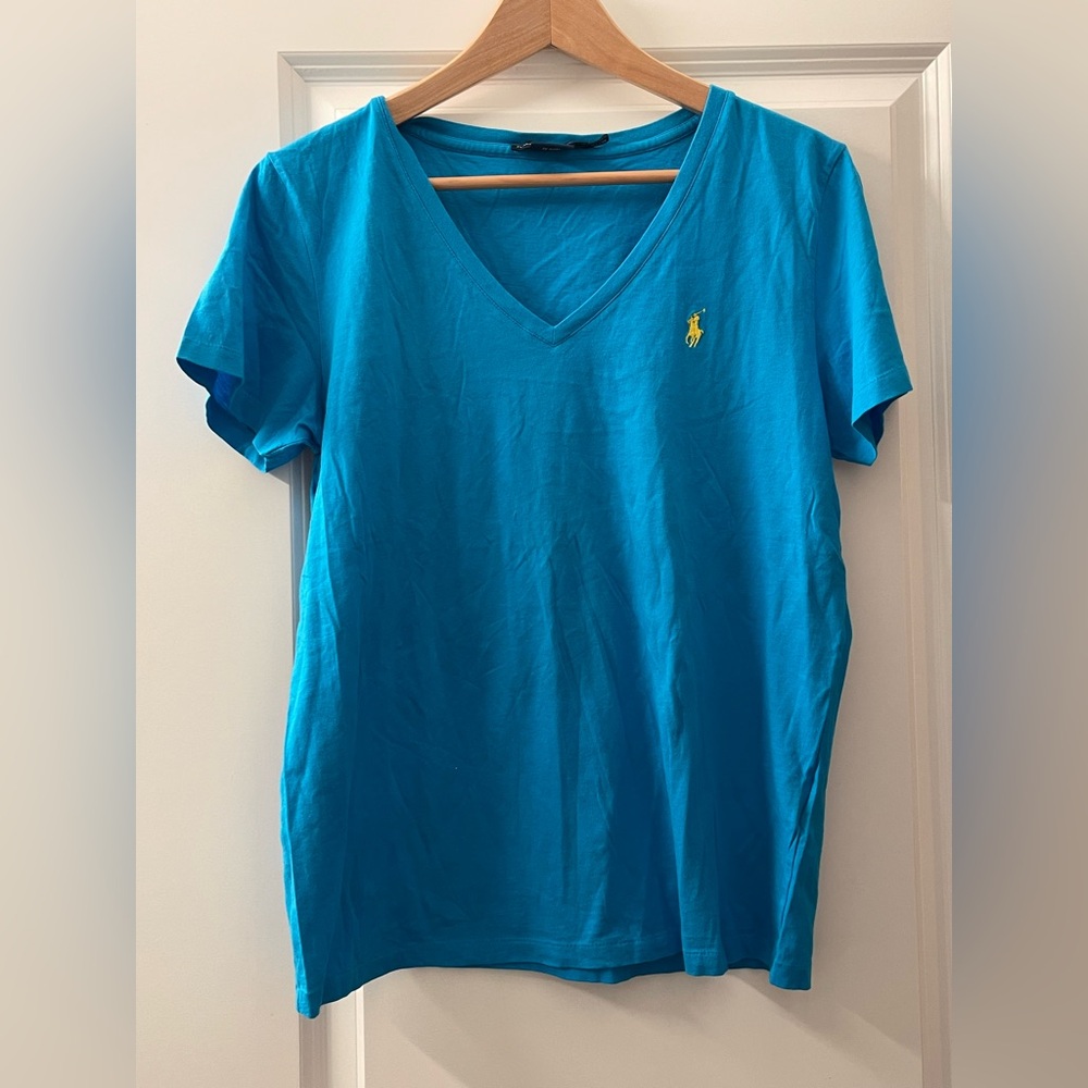Ralph Lauren Sport Crew Tee in Turquoise with Navy Label